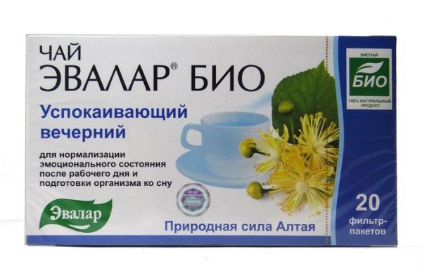 Чай Эвалар Био Успокаивающий вечерний 20 фильтрпакетов фотография