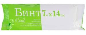 Бинт стерильный 7x14см индивидуальной упаковке 28г/м3  Емельянъ Савостинъ